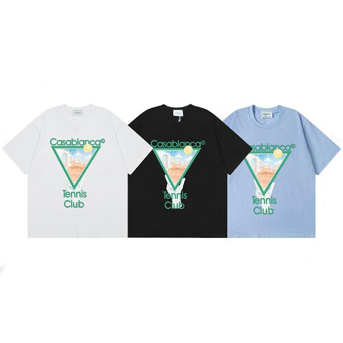 Cross-border 2025 Summer New Trend Casablanca Letter Logo Print Men's and Women's Unisex T-shirt