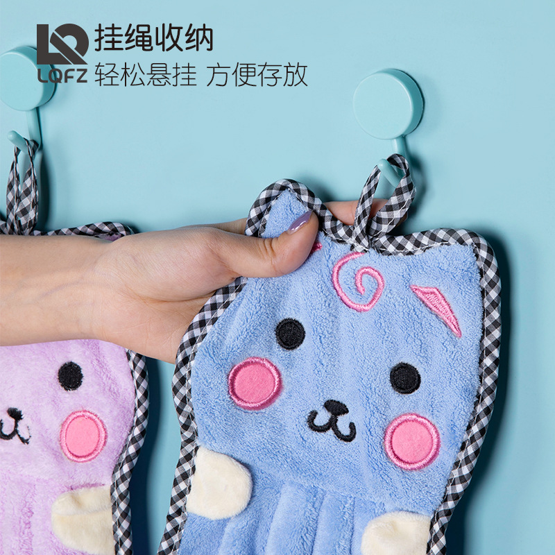 Toalla de mano impresa LOGO lindo Baño de cocina absorbente toalla colgante cabeza Toalla de pelo seco