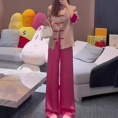 新中国式のカジュアルな服は2025年の春の新型杏色のゆったりとしたボタンの上着を着ています。