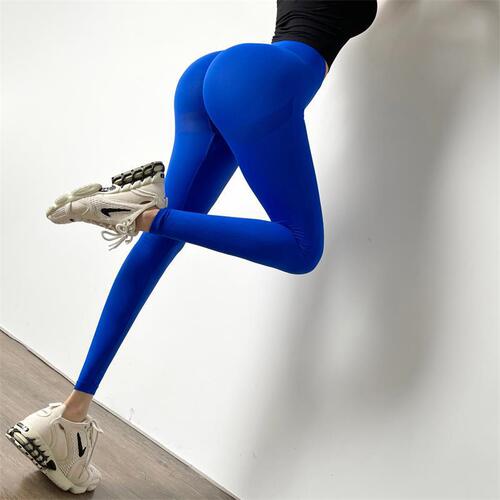 Women's High-Waist Tummy Control Peach Butt Yoga Pants for Summer Running and Fitness Kleine Blue