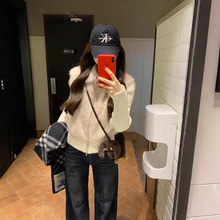 时尚设计感毛毛拼接针织衫毛衣女2025冬季加厚假两件显瘦外套上衣