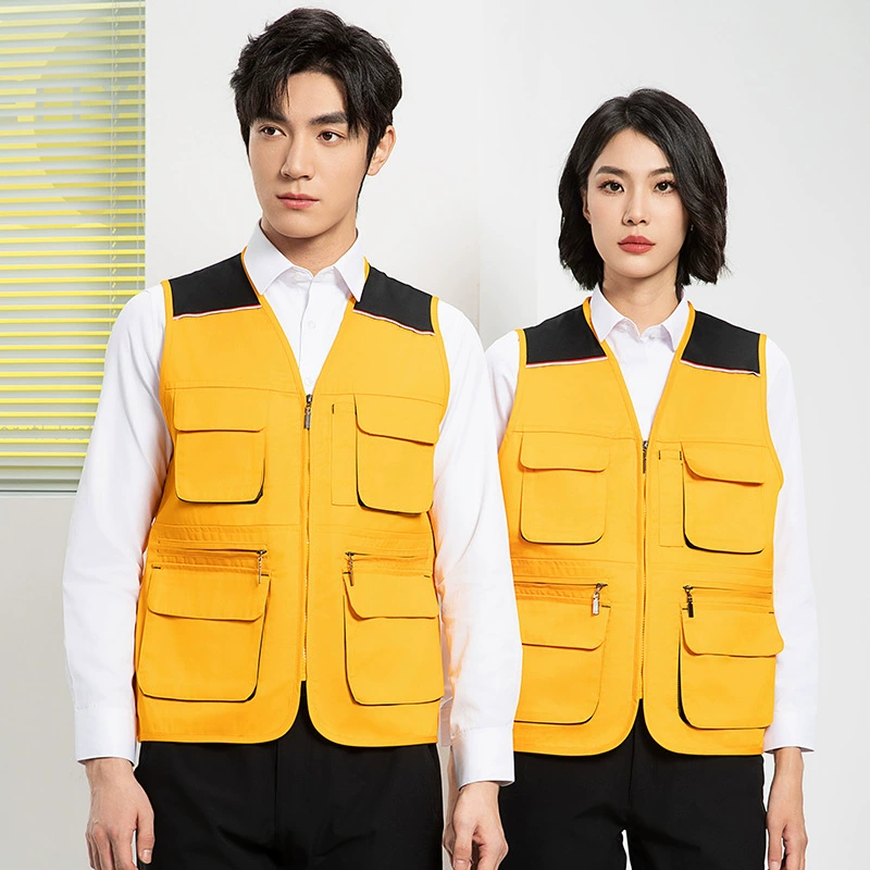 Весна и осень reflected? Это не требование: перевести: "Spring and Autumn Reflective Vest Mesh Color Blocking Multi-Pocket Vest Vest Volunteer Photography Group Work Vest Customized"