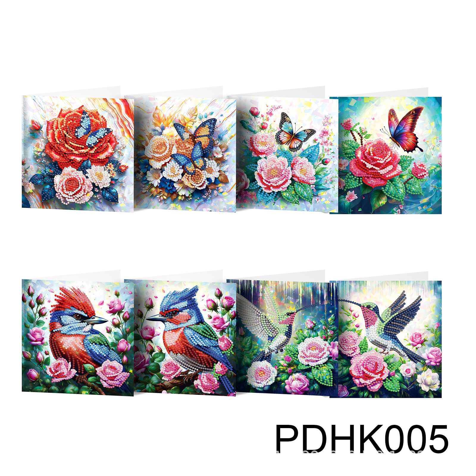 Nuevos diamantes transfronterizos alrededor de la pintura de diamantes DIY flores de Navidad tarjetas de regalo de cumpleaños 12 tarjetas de diamantes