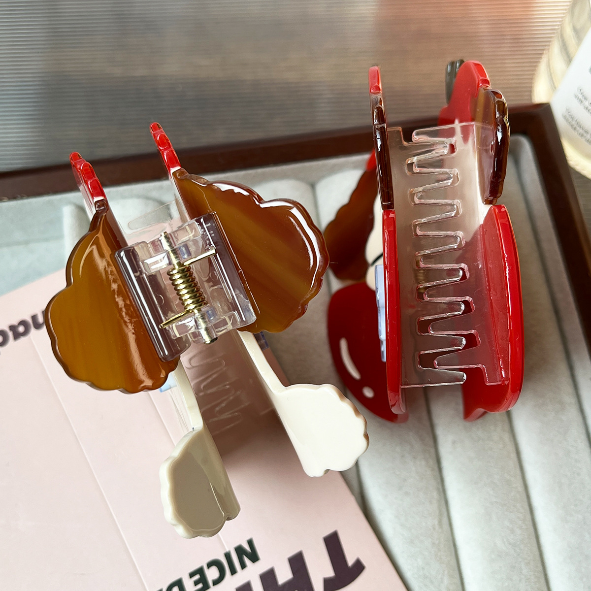 Nuevos dibujos animados de manzana perros cabello acético clips de cabello de alta calidad lindas niñas peñas rotas clips de cabello