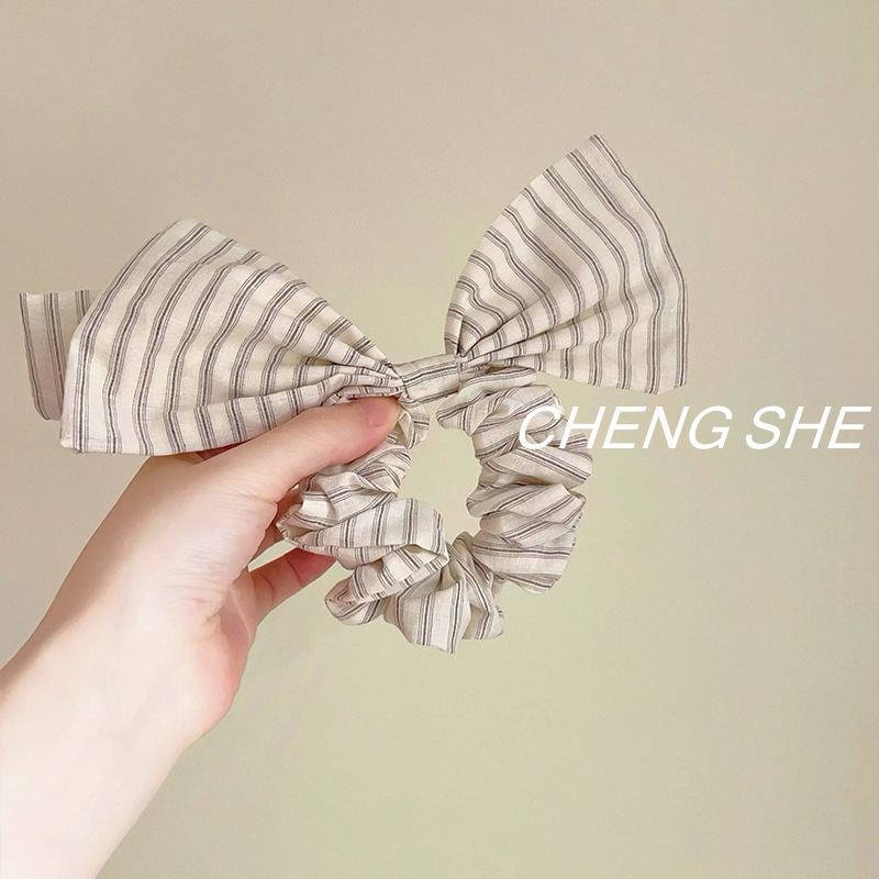 赵露思同款直播同款条纹发圈女2025新款法式慵懒风大肠圈发绳发饰|undefined