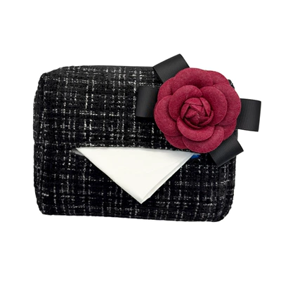 Car tissue box/set, Chanel-style camellia car tissue