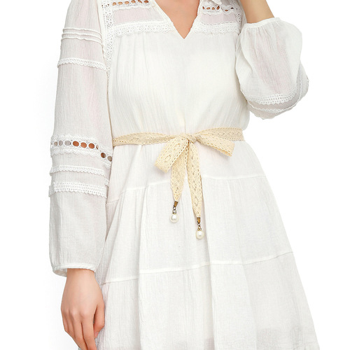 Elegant Pearl Waist Cord for Women, Matching Formal Dresses, High-End Decorative Belt Chain with Butterfly Knot, Waist Seal Accessory for Young Girls