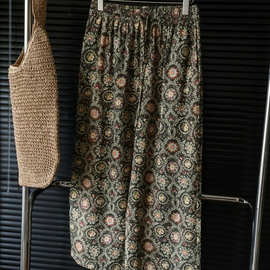 26新款女士印花时尚薄款九分裤洋气松紧腰百搭休闲裤女0804t10