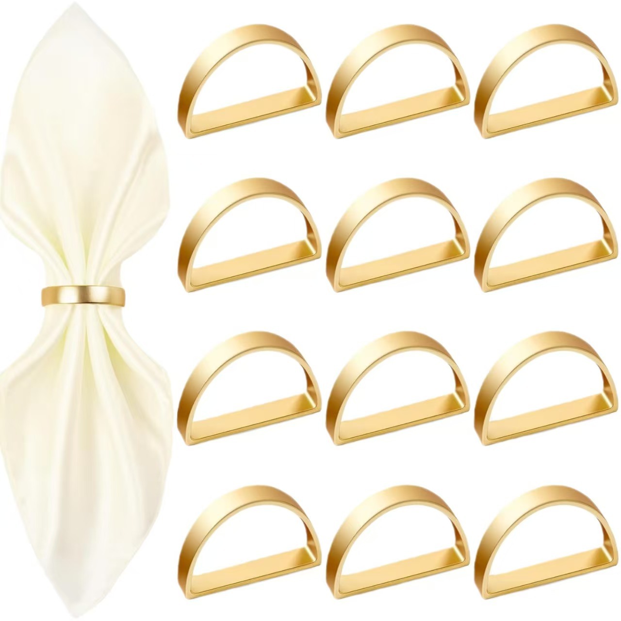 Cross-Border Letter D Napkin Ring, Gold Creative Semi-Circle Hotel Table Decoration Napkin Holder Wholesale for Hotel Dining Tables