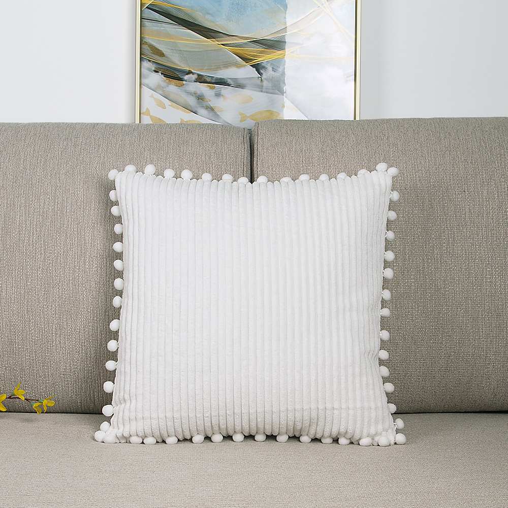 Funda de cojín de pana con borlas grandes, ideal para sofá, disponible para envío inmediato