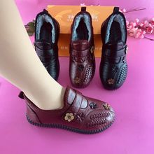 冬季老北京布鞋女靴子加绒保暖防水妈妈棉鞋软底防滑短靴老人棉靴