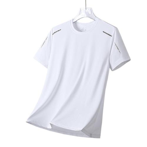 Summer Ice Silk Men's Crew Neck Plain Color Quick-Dry Short-Sleeve Men's Sporty Loose Thin Breathable Half-Shirt