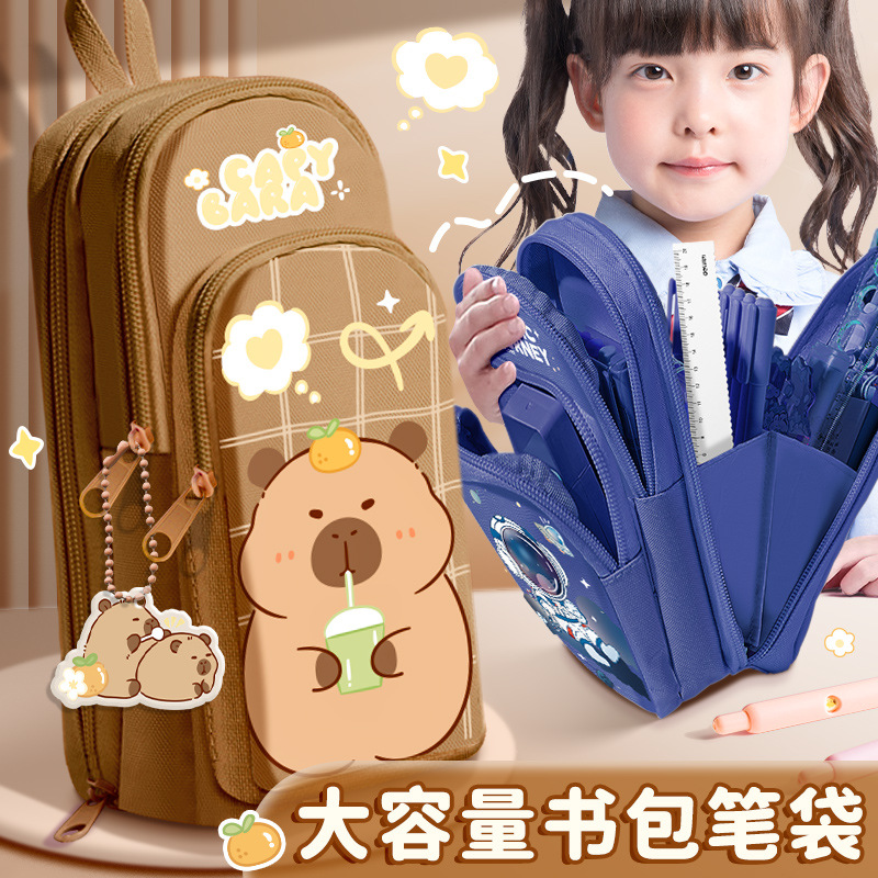 Mochila escolar portátil, bolsa para lápices para niñas 2025 nueva bolsa de papelería de gran capacidad, niñas de secundaria, estudiantes de primaria, niñas multifuncionales