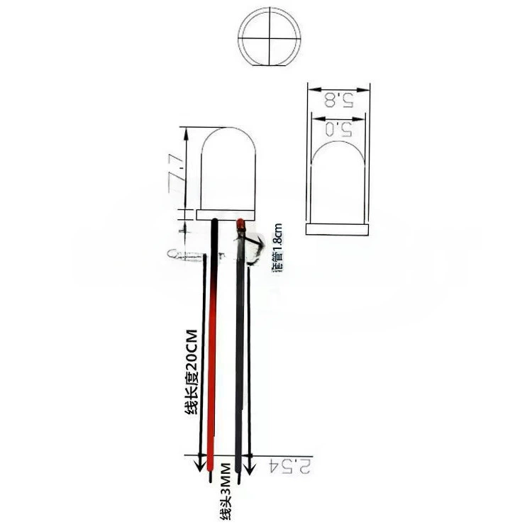 LED индикатор, 12В, 5мм, 5мм