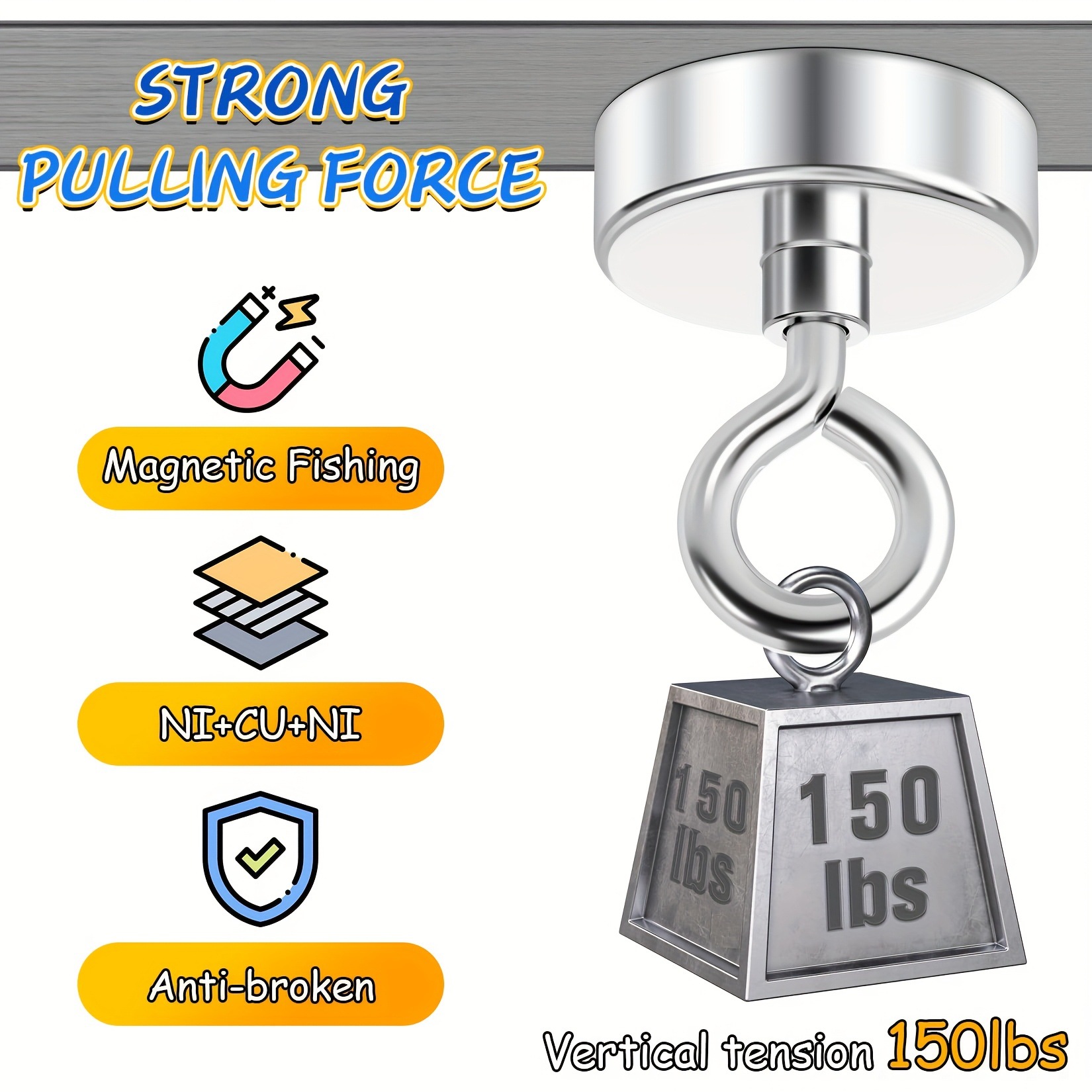 thumbnail image 1 of Fishing Magnets 150lbs High quality Neodymium Magnet钕磁铁, 1 of 4