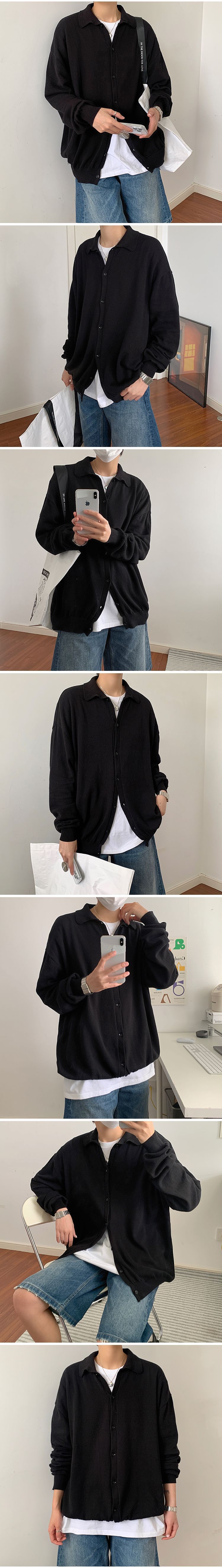 Title 1, Herren lockerer Cardigan mit Revers und Einreih...