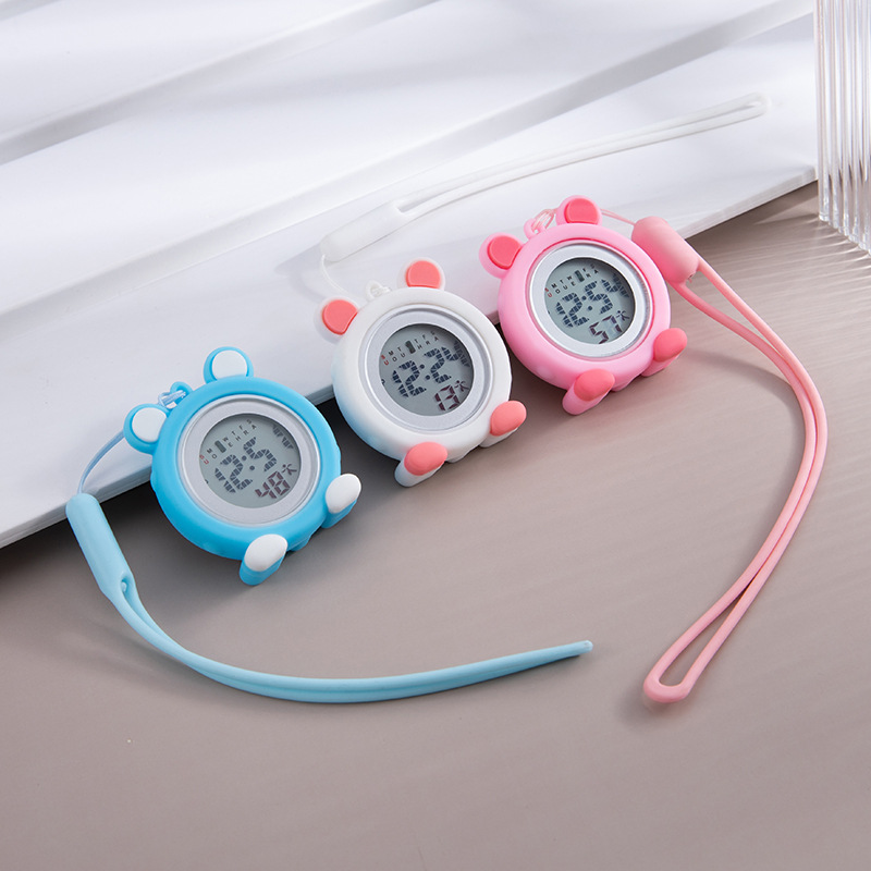Wholesale luminous multifunctional stretch silicone nurse watch hanging watch cartoon cute digital electronic medical stopwatch pocket watch