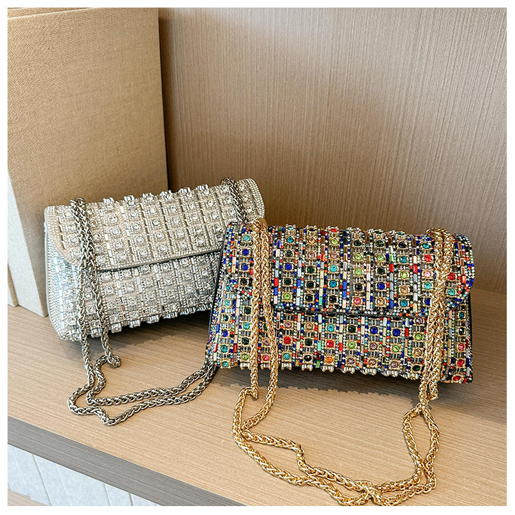 New foreign trade European and American retro underarm bag, casual and fashionable rhinestone small bag, niche single-shoulder bag, crossbody dinner bag undefined