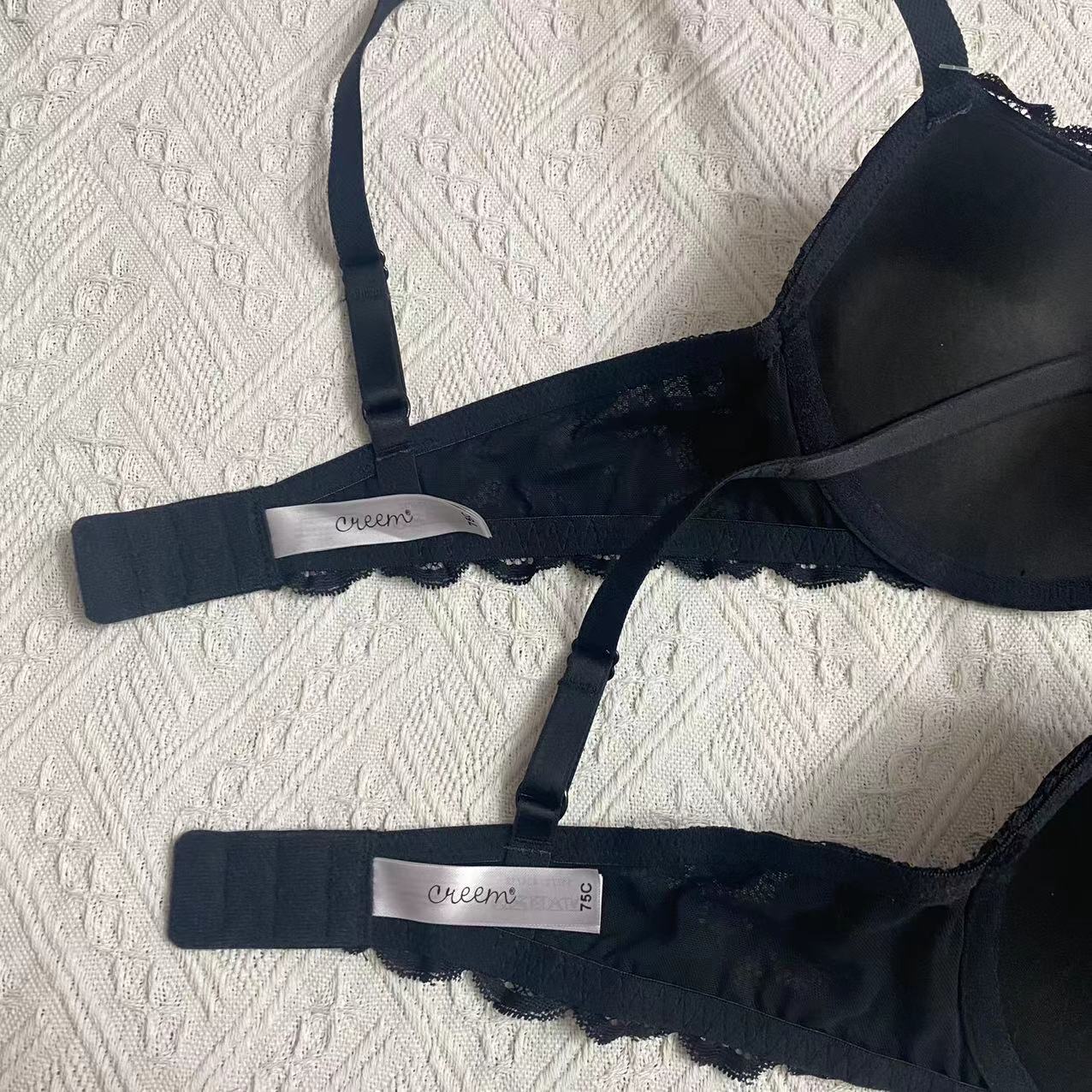 Autumn winter styles with sexy charming lace edges, black traditional thin top thick bottom cups to gather and support_voghion.com