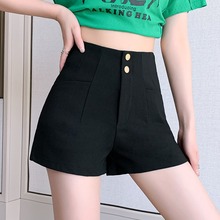 黑色休闲超高腰装打底短裤女夏季外穿宽松紧身a字薄款热裤潮ins