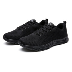 Men's Running Shoes with Air Cushion Shock Absorption, Soft Sole Casual Shoes for Men, Large Size Breathable Work Shoes, Mesh Shoes for Men, Black