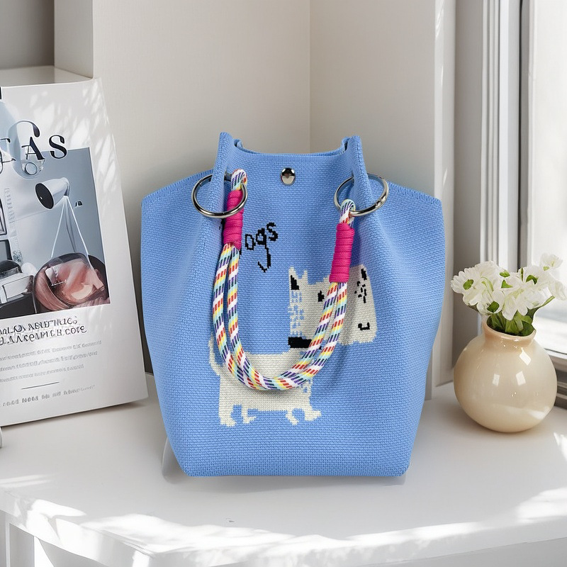 Nicho de diseño blanco y negro jersey jersey bolso de mano casual versátil gran capacidad bolso de mochila fábrica directa