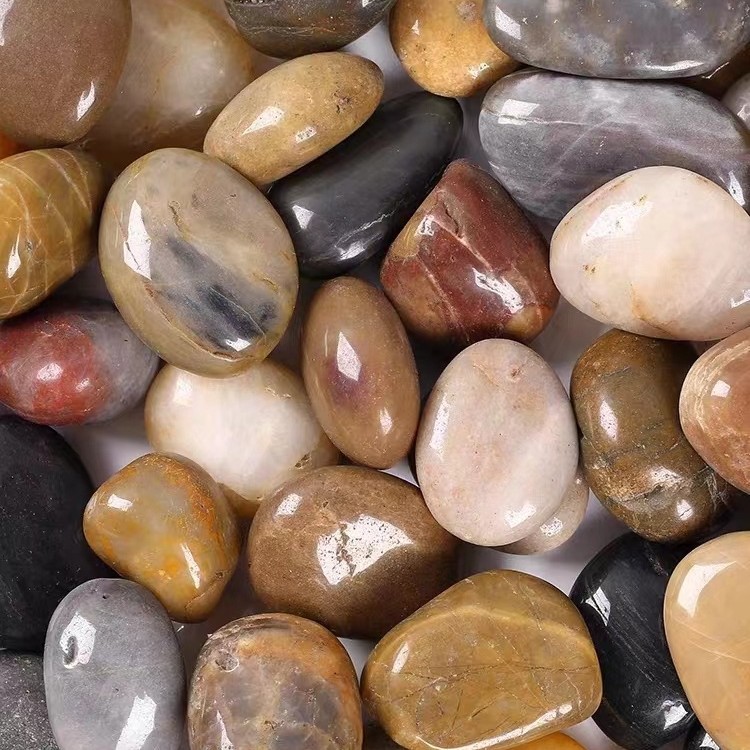 五彩雨花石精抛彩色雨花石脚做垫按摩抛光鹅卵石铺路造景雨花石