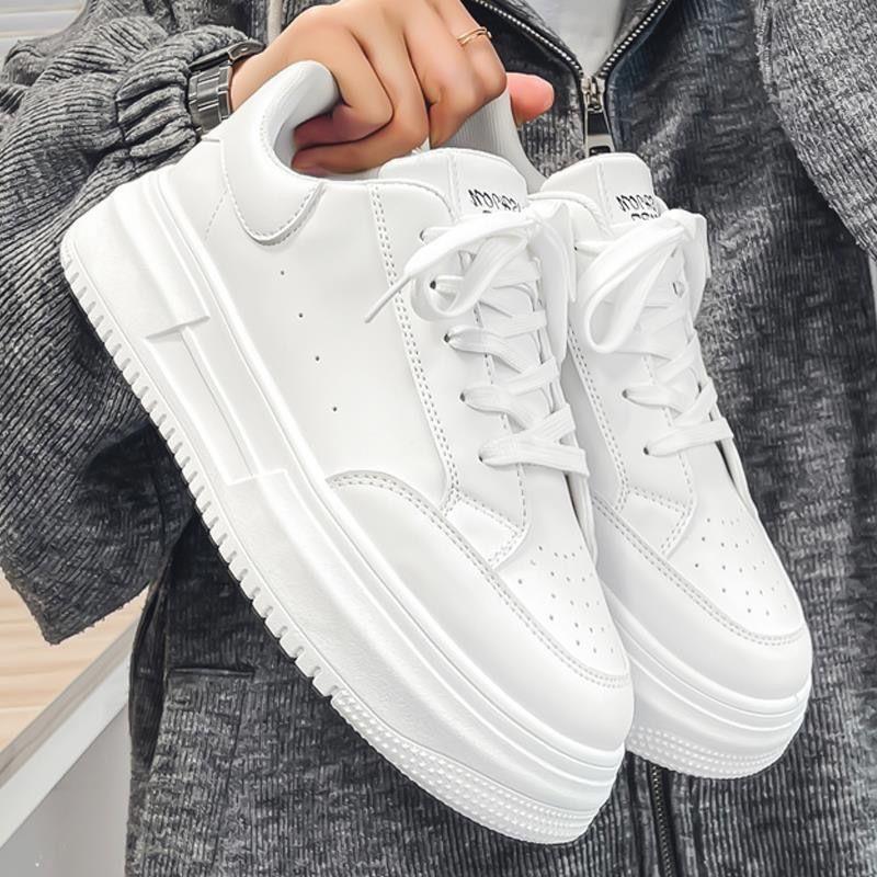 Autumn Men's Shoes New Breathable White Shoes for Male Students Korean Style Trendy Versatile Thick-Soled Sports and Leisure Sneakers for Men