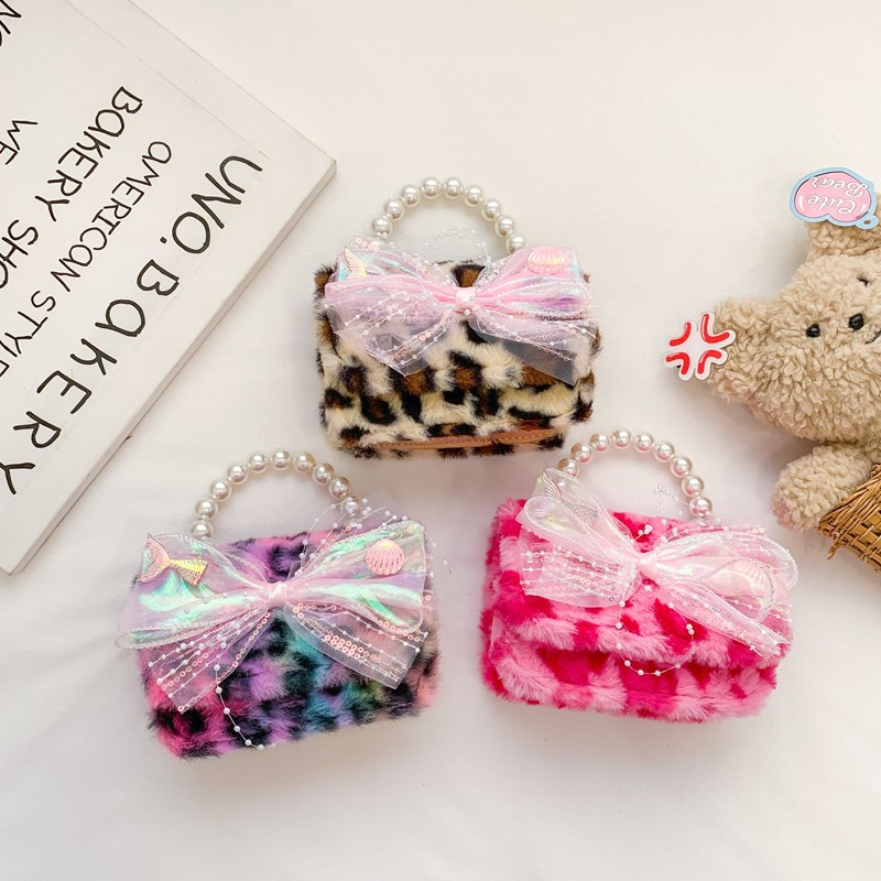 Otoño e invierno nuevo bolso de peluche para niños bolso de perla para niños bolso de mano cadena de moda coreana bolso de hombro para hombres y mujeres