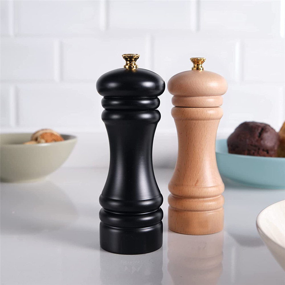 Molinillo de pimienta negra molinillo de acero inoxidable núcleo de molienda manual de madera sal de mar molinillo de pimienta herramientas de comida occidental