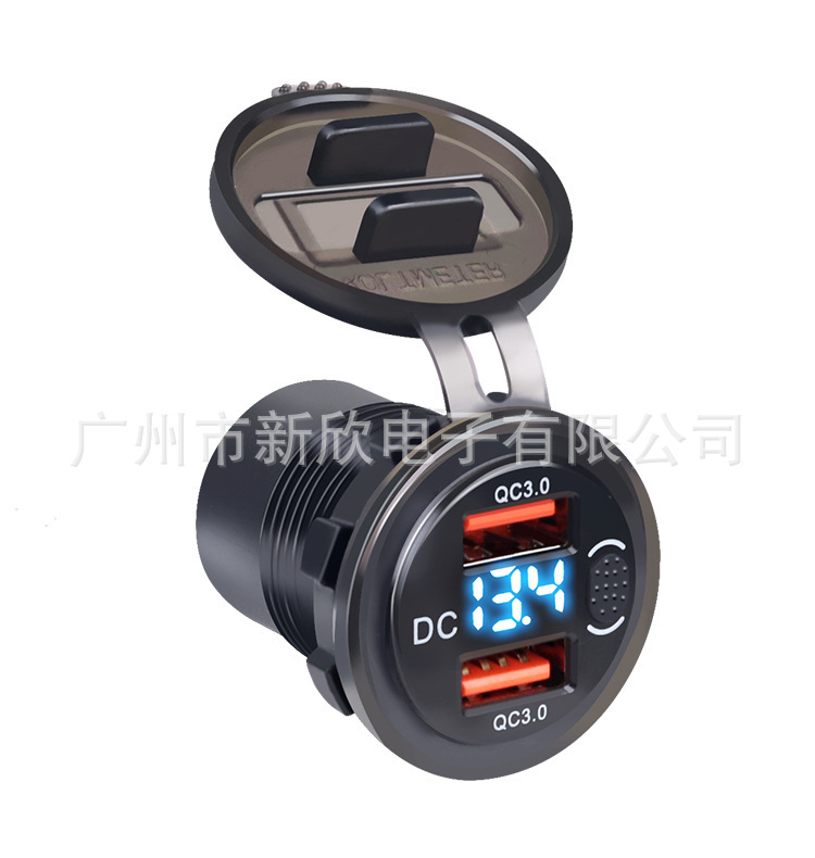 Cargador USB para automóvil Carga rápida de doble puerto 25 Coche 25 Motocicleta Modificación del automóvil 18W con pantalla digital