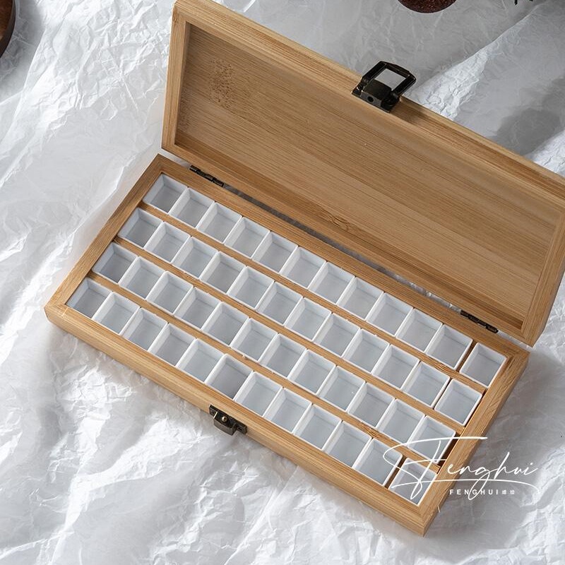 ネイルアート包装箱 36 グリッド木製収納ボックス塗装パテルカラーパレット水彩顔料包装箱ツール|undefined