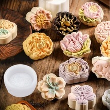 花朵系列硅胶月饼模具玫瑰牡丹花肥皂模具DIY冰格冰块果冻模