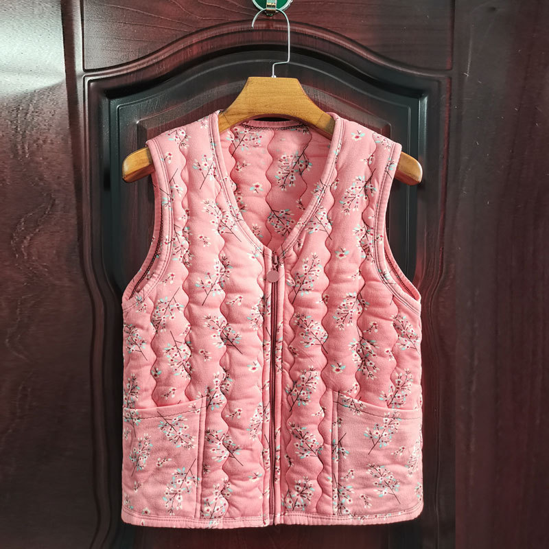 Spring and autumn floral cotton vest women's warm elastic outer vest zipper milk silk short plus size waistcoat fashion Spring and autumn floral cotton vest women's warm elastic outer vest zipper milk silk short plus size waistcoat fashion