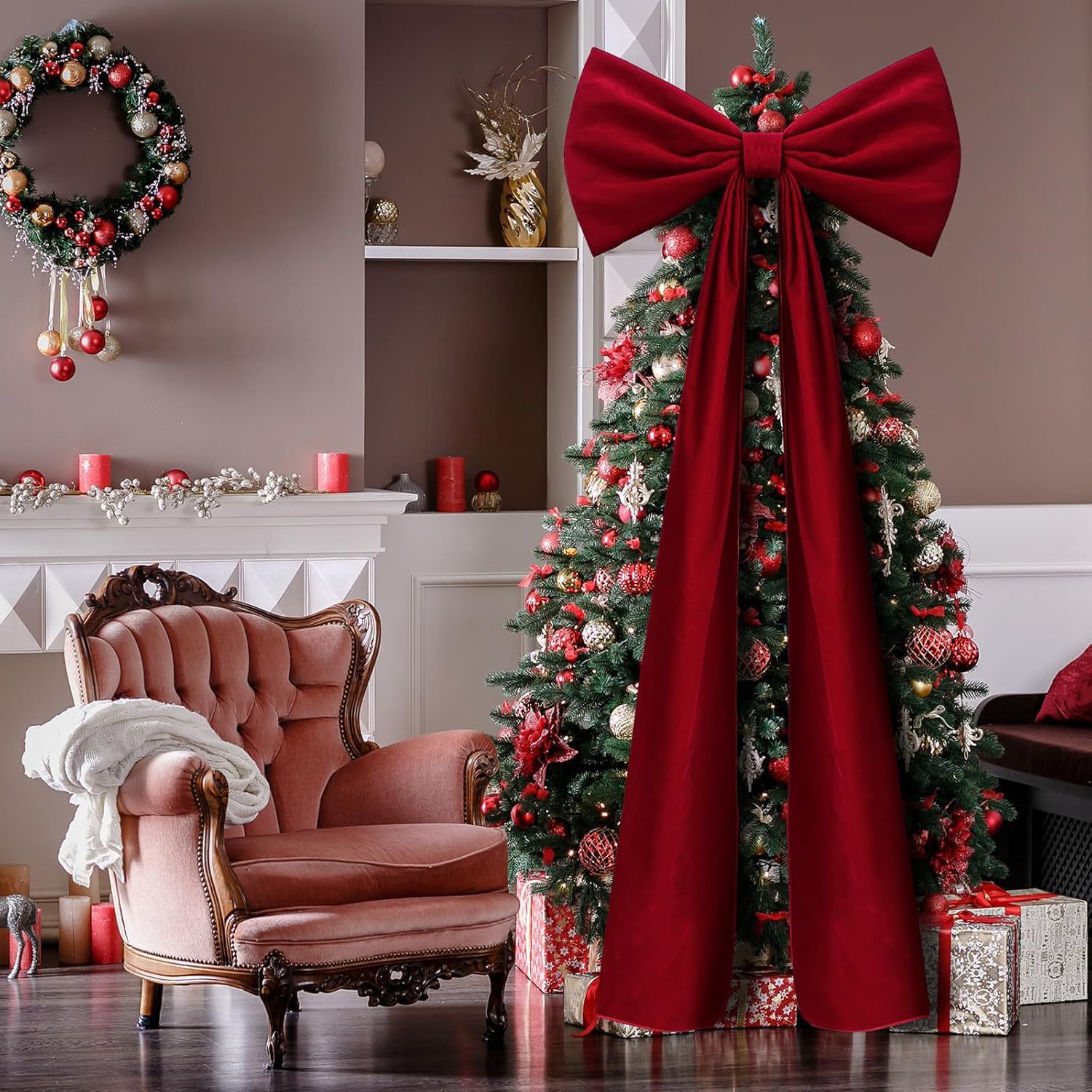 Navidad explosiva veludo navideño arco colgante decoración navideña DIY diseño de escena