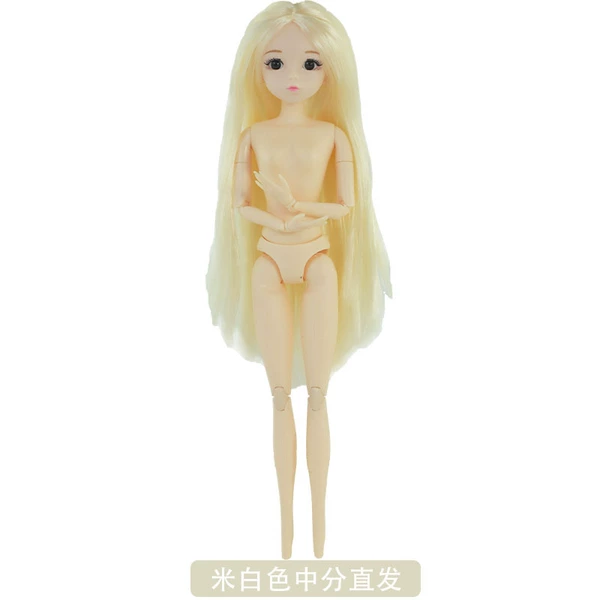 Rice white mid -hair straight hair