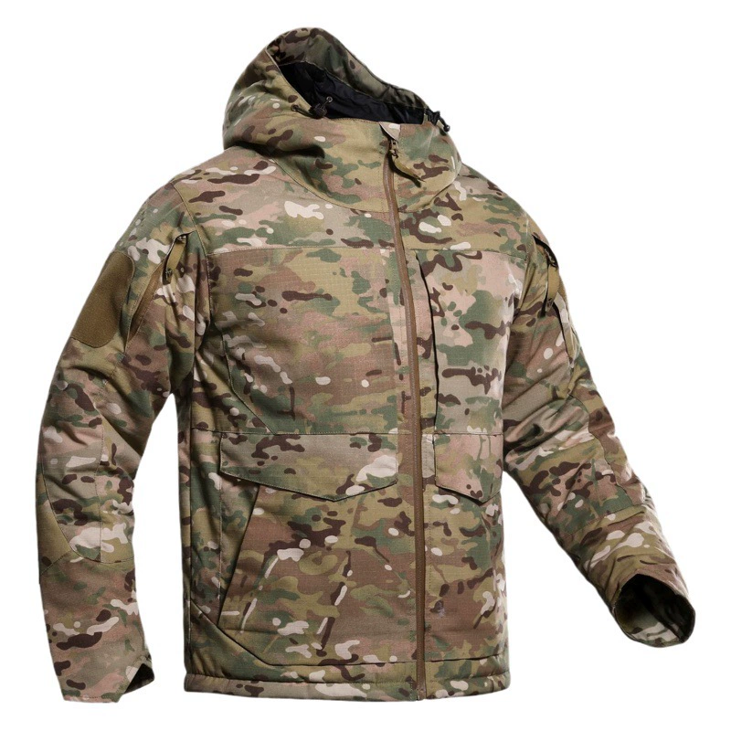 Тактическая камуфляжная хлопковая куртка Huanlong M65 для мужчин, зимнее морозостойкое пальто для активного отдыха на природе, ветровка, теплоотражающая хлопковая одежда для тепла.