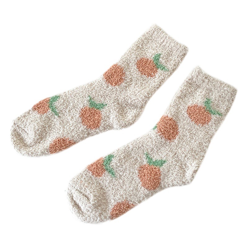 Calcetines de mujer otoño e invierno mediados de la pantorrilla 2022 calcetines de piso adulto interior espesado cálido terciopelo coral calcetines de dibujos animados