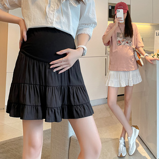 Maternity Short Skirt 2025 Summer Outer Wear Fashionable Belly-Supporting Pleated Skirt High-Waisted Slimming Look Versatile Chiffon Skirt Trendy