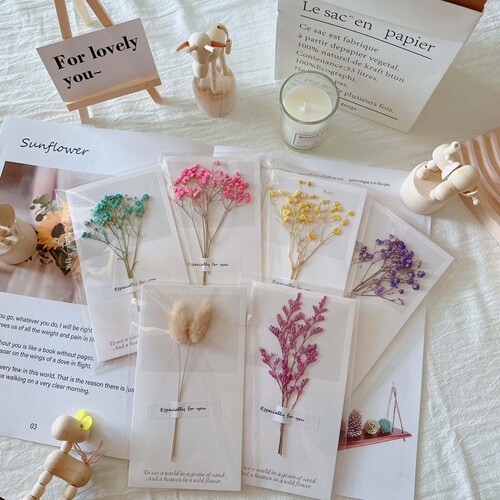 Starry Sky Dried Flower Birthday Greeting Card Creative Handmade Card Goddess Day Handwritten General Creative Greeting Card