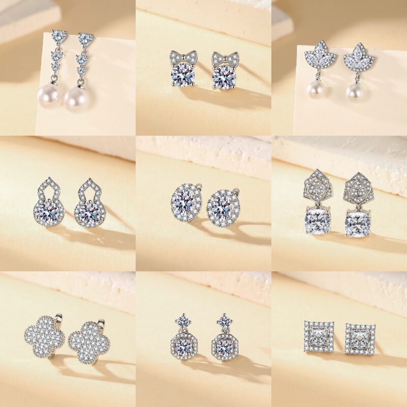 TikTok live stream: Hot-selling, fashionable, minimalist, and luxurious cubic zirconia and moissanite round and square bulb-shaped and gourd-shaped earrings TikTok live stream: Hot-selling, fashionable, minimalist, and luxurious cubic zirconia and moissanite round and square bulb-shaped and gourd-shaped earrings