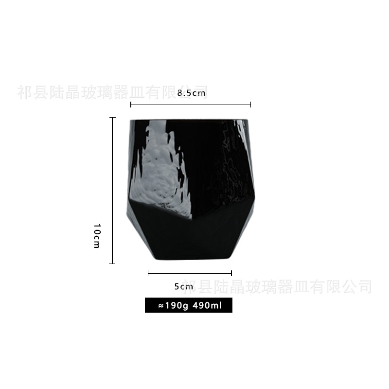 Estrella Negro Taza geométrica hexagonal botella de agua fría conjunto de vino de vidrio traje de hogar de gran capacidad traje de botella de agua
