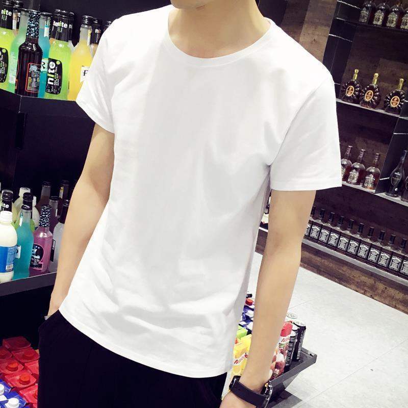 Summer ice silk solid color short-sleeve men's plus-size T-shirt, all white or all black, thin men's top Summer ice silk solid color short-sleeve men's plus-size T-shirt, all white or all black, thin men's top