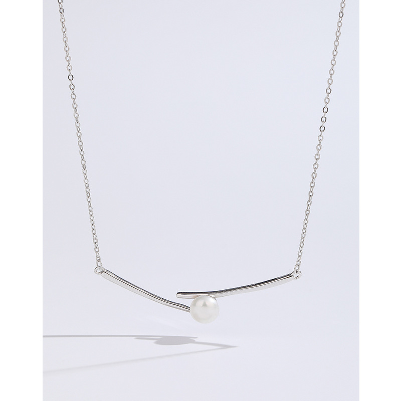 S925 plata esterlina collar de perlas de agua dulce hembra nicho diseño palillos colgante de luz de lujo de alto grado todo partido cadena de la clavícula
