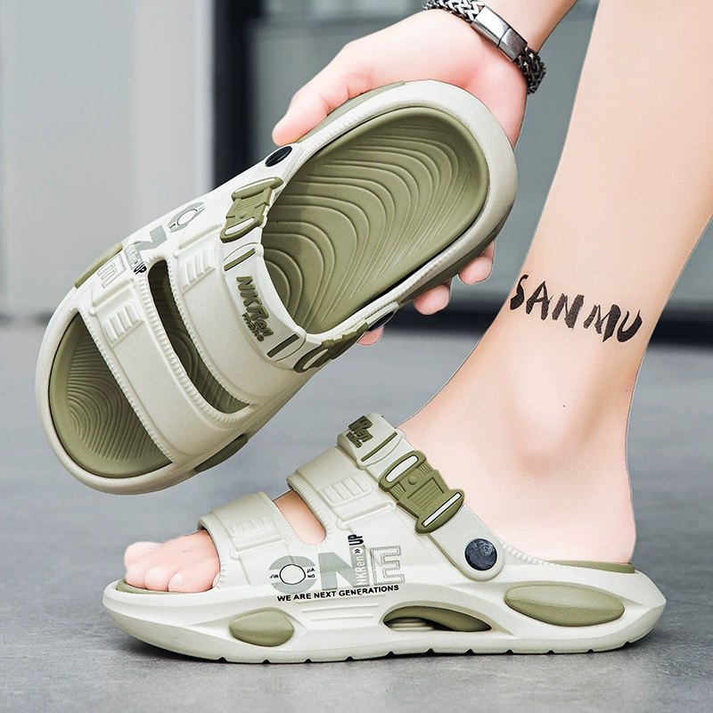 Мужские тапочки 2025, новые летние уличные нескользящие сандалии на толстой подошве для вождения на открытом воздухе, пляжные сандалии двойного назначения