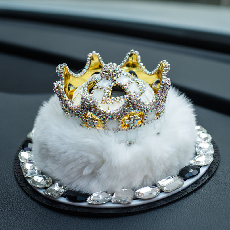 Corona de diamantes, asiento de perfume de coche, decoración de coche, piel de conejo perezoso, decoración de coche, aromaterapia de coche, fresca y duradera
