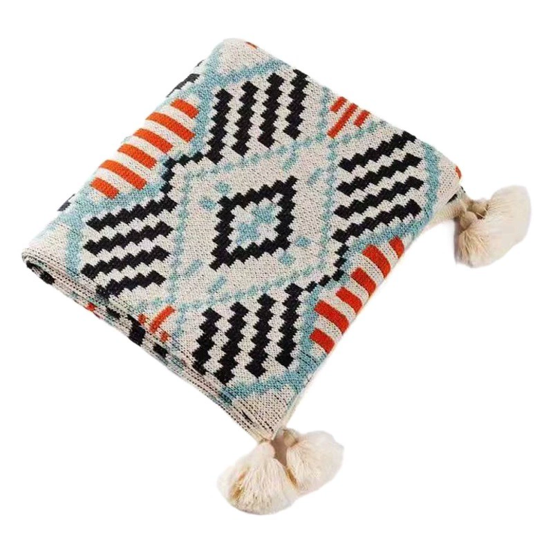 Ukolili Летнее трикотажное одеяло в скандинавском богемном стиле для офиса и спальни с кондиционером Одеяло для дивана