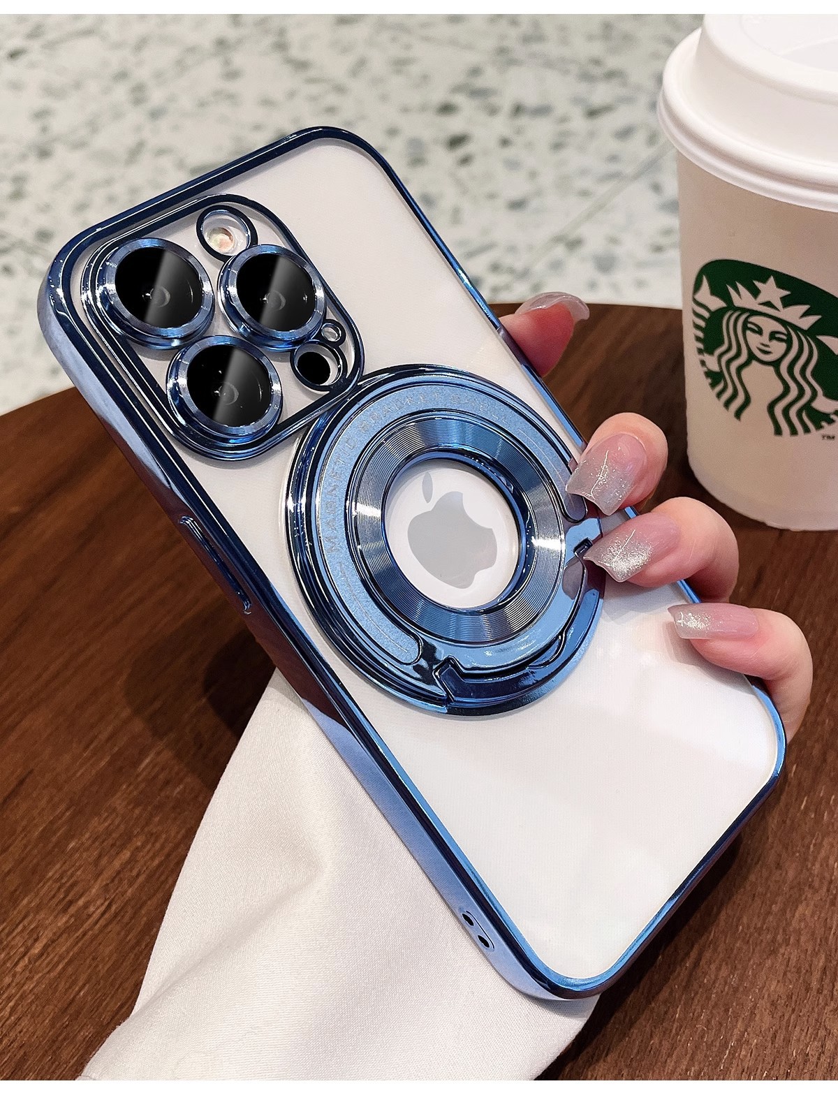 Görünmez braketli Apple 16 cep telefonu kılıfı, iPhone 15 için uygun manyetik emişli, lens filmi ve 14 ProMax koruyucu kapaklı.