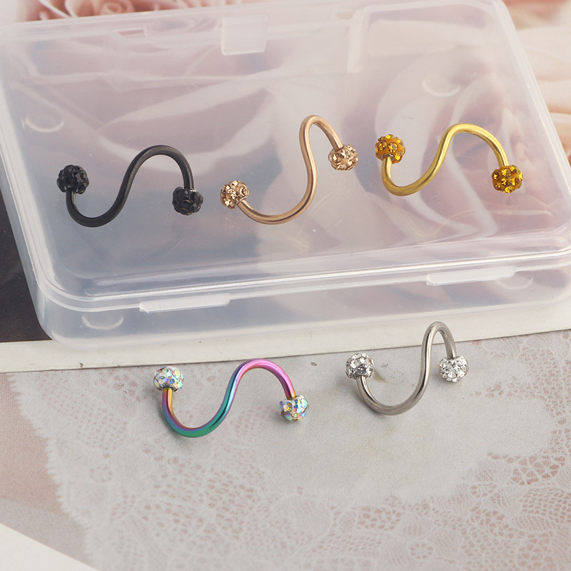New Korean Geometric Star Stainless Steel Ear Stud 16G S Rod Body Piercing Jewelry detail image 12