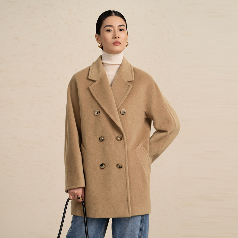 Iodine-Colored 10% Cashmere Coat for Women 10801 Mid-Length Woolen Coat with Belt, New Autumn/Winter Women's Wool Fashion